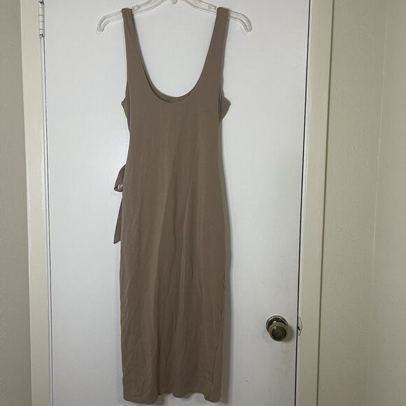 Revolve Lovers + Friends Kahlo Midi tan side wrap jersey midi Dress medium - Picture 6 of 6